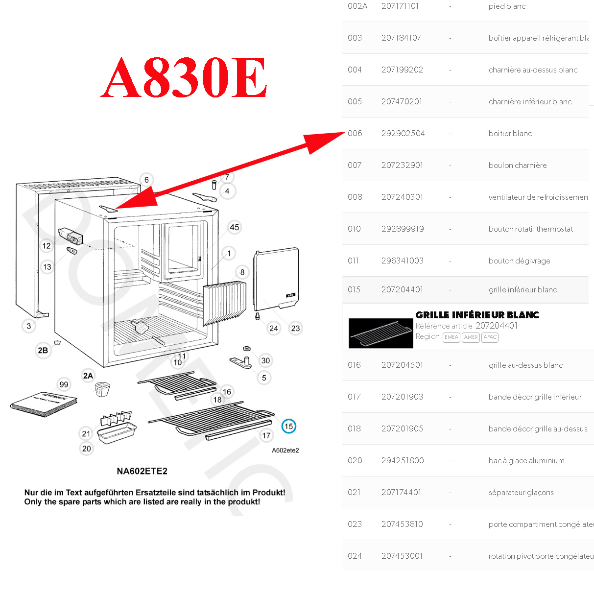 Electrolux, clips de fermeture de porte des minibars 292902504 – Image 2