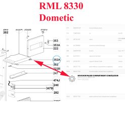 Alternative view of Dometic, clips de maintient de la plaque inférieure droit du compartiment congélateur RML 8330, RML 9330, RML 9331, RML 9336, RML9335, RMLT 9335