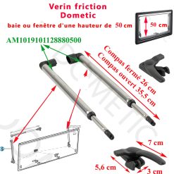 Seitz, paire de compas par friction AM1019I01126680500, ou vérins avec poignée pour les baies S7P Top-hung pour les baies hauteur de 50 cm par Dometic, Seitz