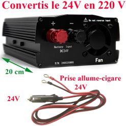 Alternative view of Convertisseur 24V en 220V avec une puissance maxi 300W, sur prise allume-cigare 24V