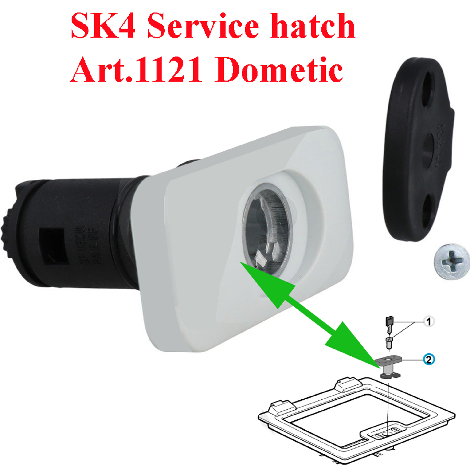 Dometic, poignée de trappe de service pour camping-car: SK4 Service hatch Art.1121
