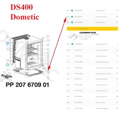 Alternative view of Dometic, axe de charnière inférieur des réfrigérateurs: DS200, DS300, DS301, DS400, DS600, DS601, HC302, HC502