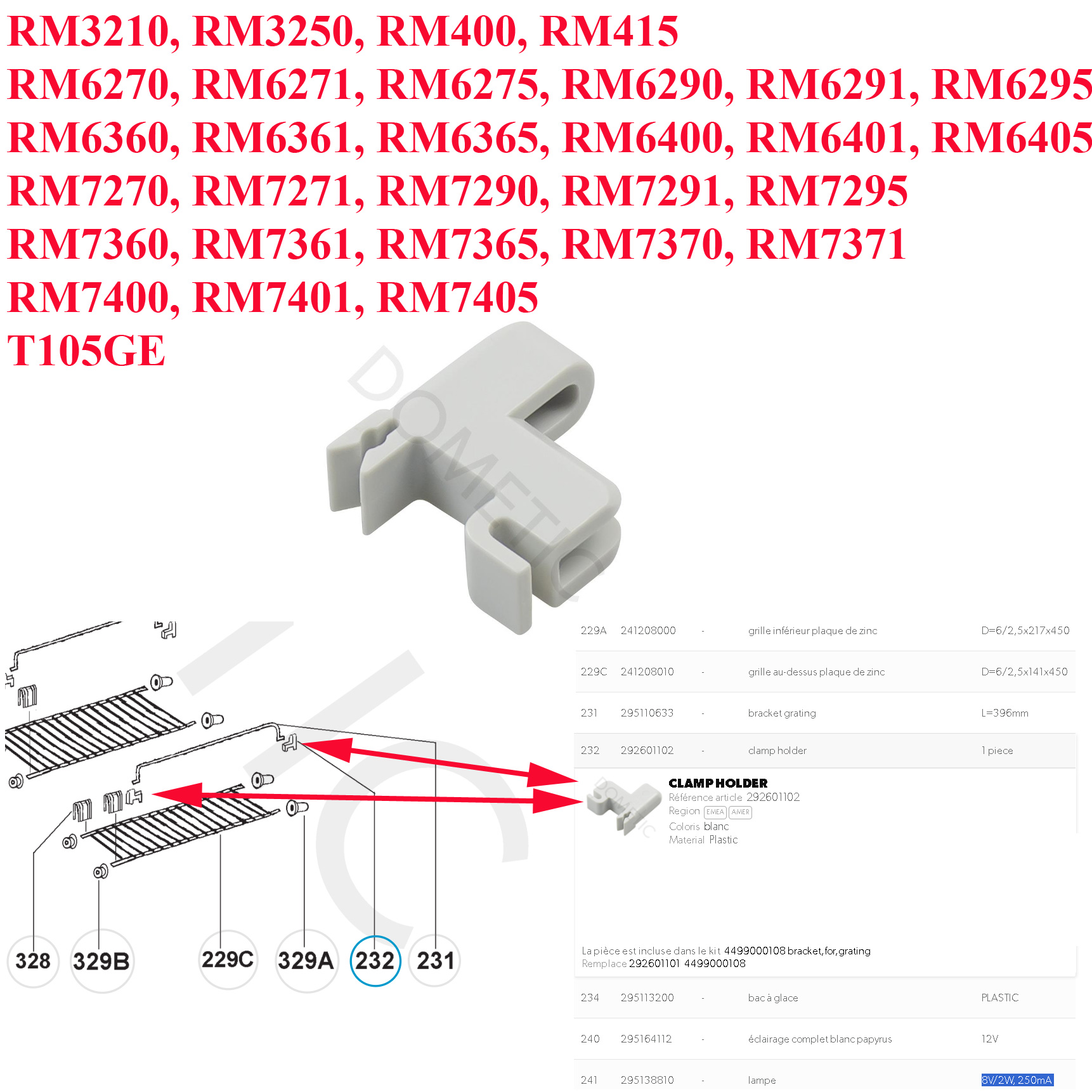 Dometic Clip (serrage) pour antichute des étagères pour réfrigérateur RM3XXX, RM3250, RM4XX, RM400, RM6XXX, RM6400, RM7XXX, RM7290, T105GE – Image 3