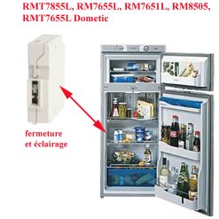 Dometic, serrure de porte avec éclairage intérieur pour les réfrigérateurs caravane RM7655L, RM7651L, RM8505, RMT7655L, RMT7855L par MARQUARDT