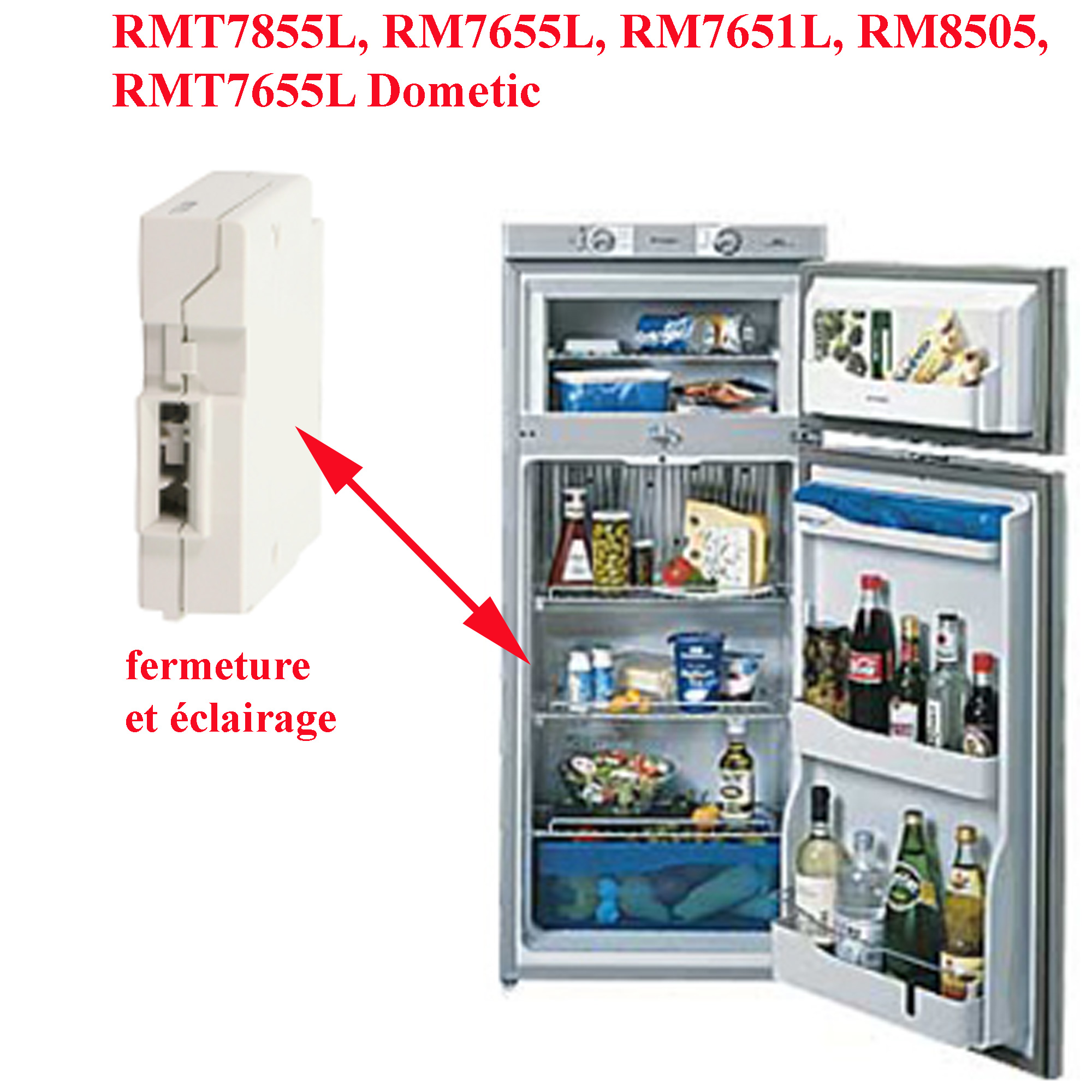 Dometic, serrure de porte avec éclairage intérieur pour les réfrigérateurs caravane RM7655L, RM7651L, RM8505, RMT7655L, RMT7855L par MARQUARDT