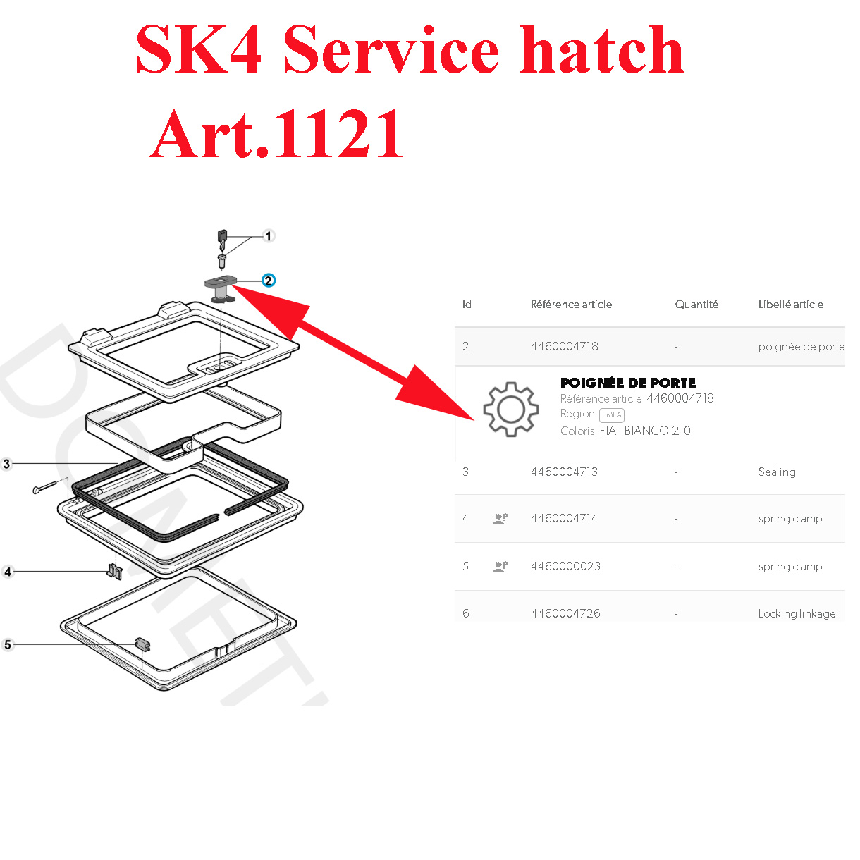 Dometic, poignée de trappe de service pour camping-car: SK4 Service hatch Art.1121 – Image 2