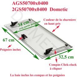 Dometic, vitre plexiglass pas teinté, ou baie de remplacement de fenêtre de camping-car S4 projetable 700×400 mm AGS50700x0400 ou 2GS50700x0400