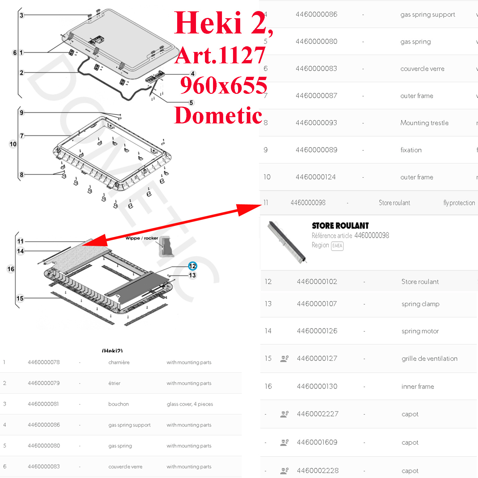 Dometic, store moustiquaire déroulant complet pour lanterneau Heki 2 – Image 3
