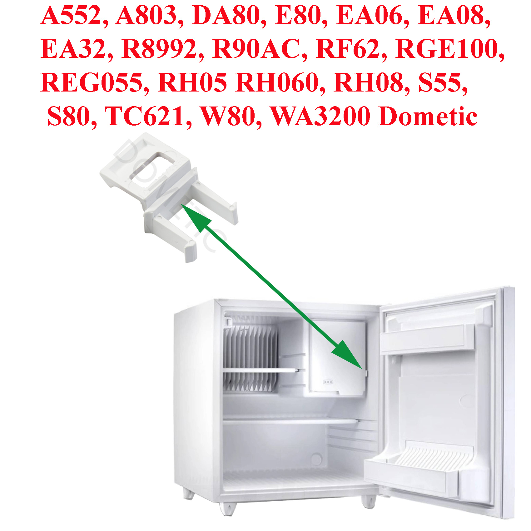 Dometic, Electrolux, minibar, crochet de verrouillage de la porte du compartiment congélateur 207455001