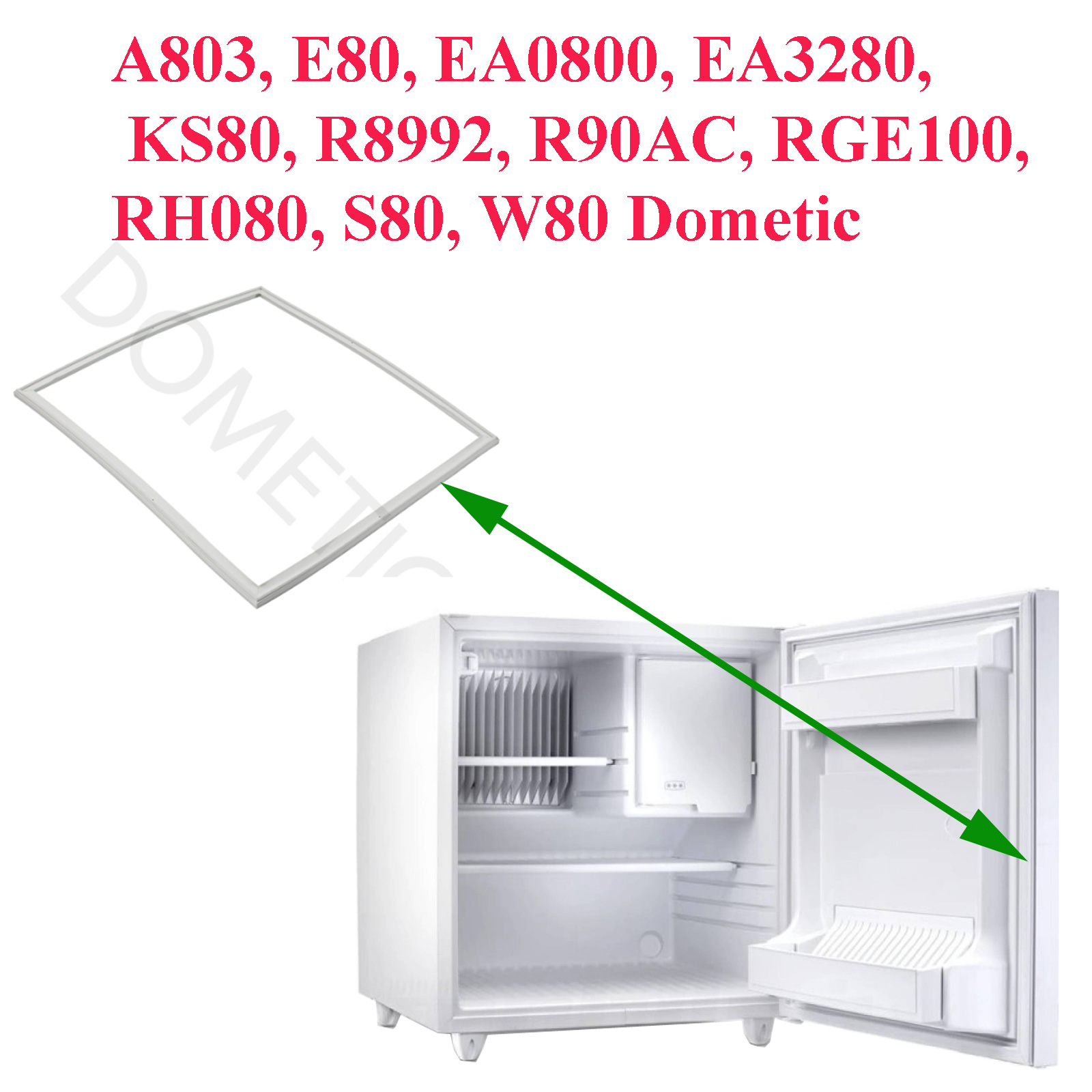 Dometic, joint de porte pour les minibars: A803, E80, EA0800, EA3280, KS80, R8992, R90AC, RGE100, RH080, S80, W80