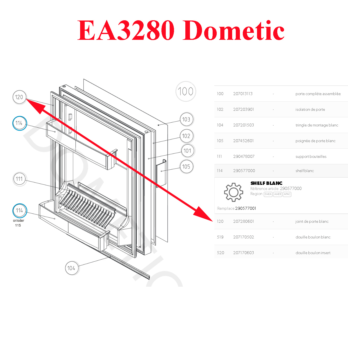 Dometic, joint de porte pour les minibars: A803, E80, EA0800, EA3280, KS80, R8992, R90AC, RGE100, RH080, S80, W80 – Image 2