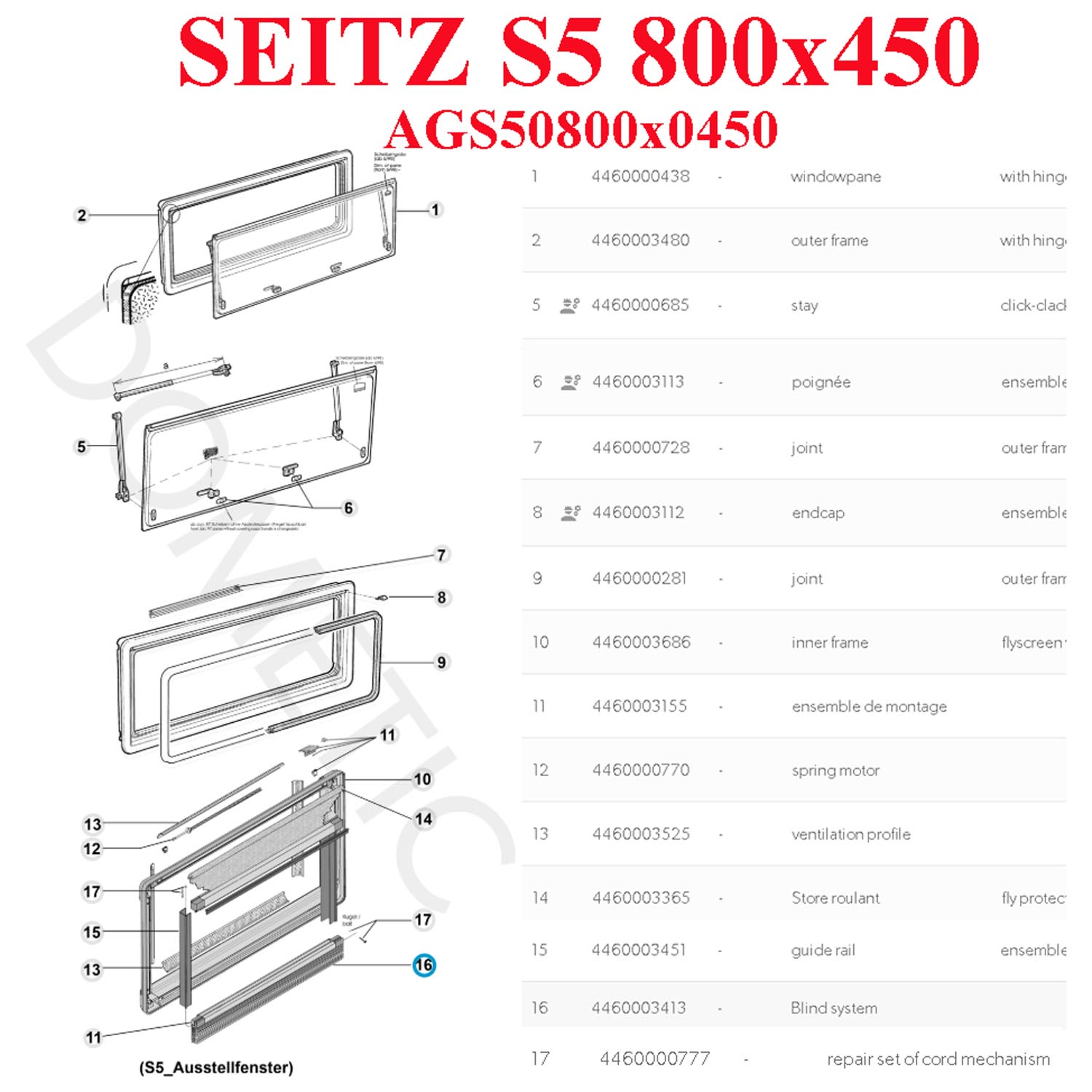 Seitz store occultant dimensions largueur 800 mm x hauteur 450 mm couleur aluminium/beige pour les modèles: S5, P6.5, D Lux Top hung - Disponible début Mars 2026 – Image 2