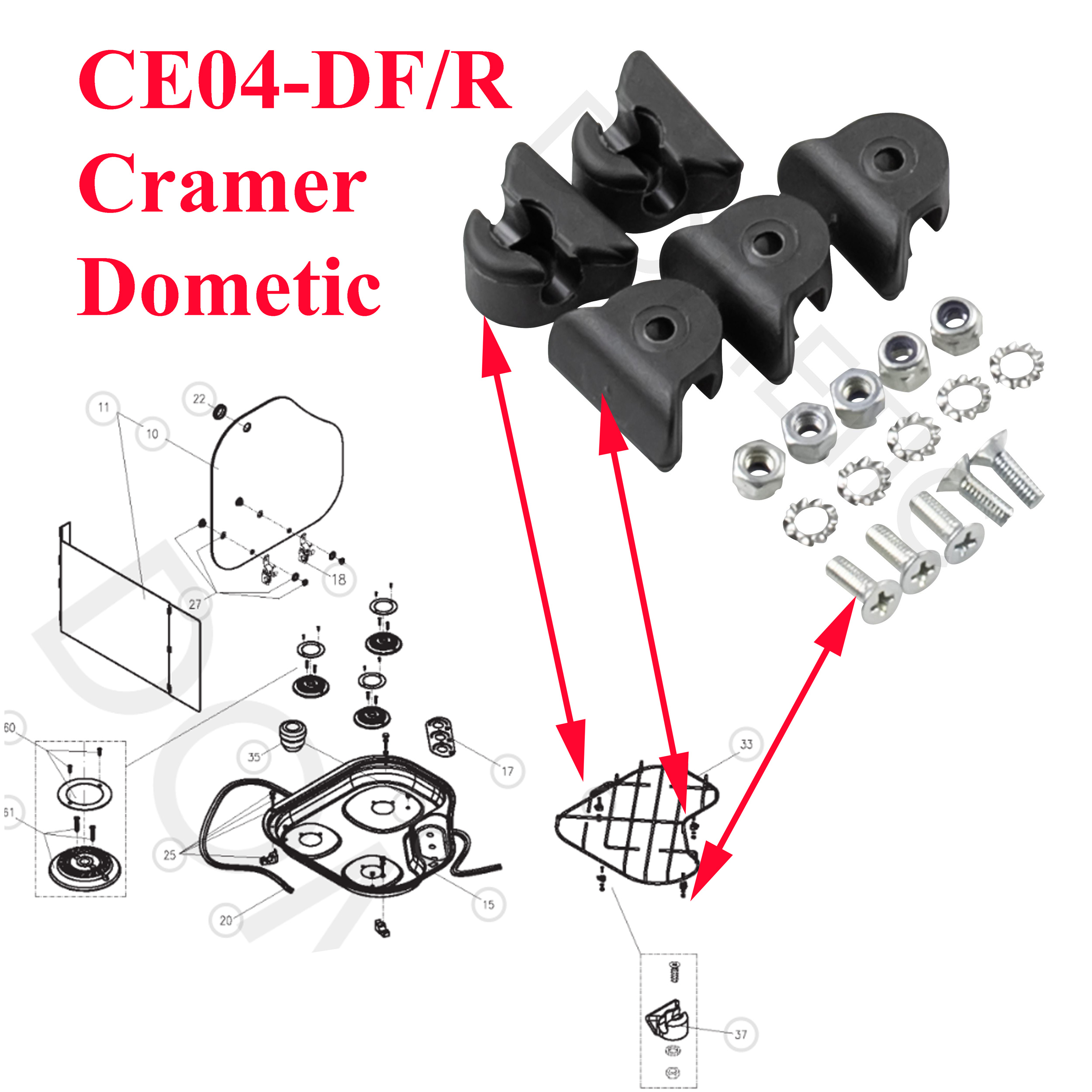 Cramer, ensemble de fixation des grilles des gaziniere CE04-D