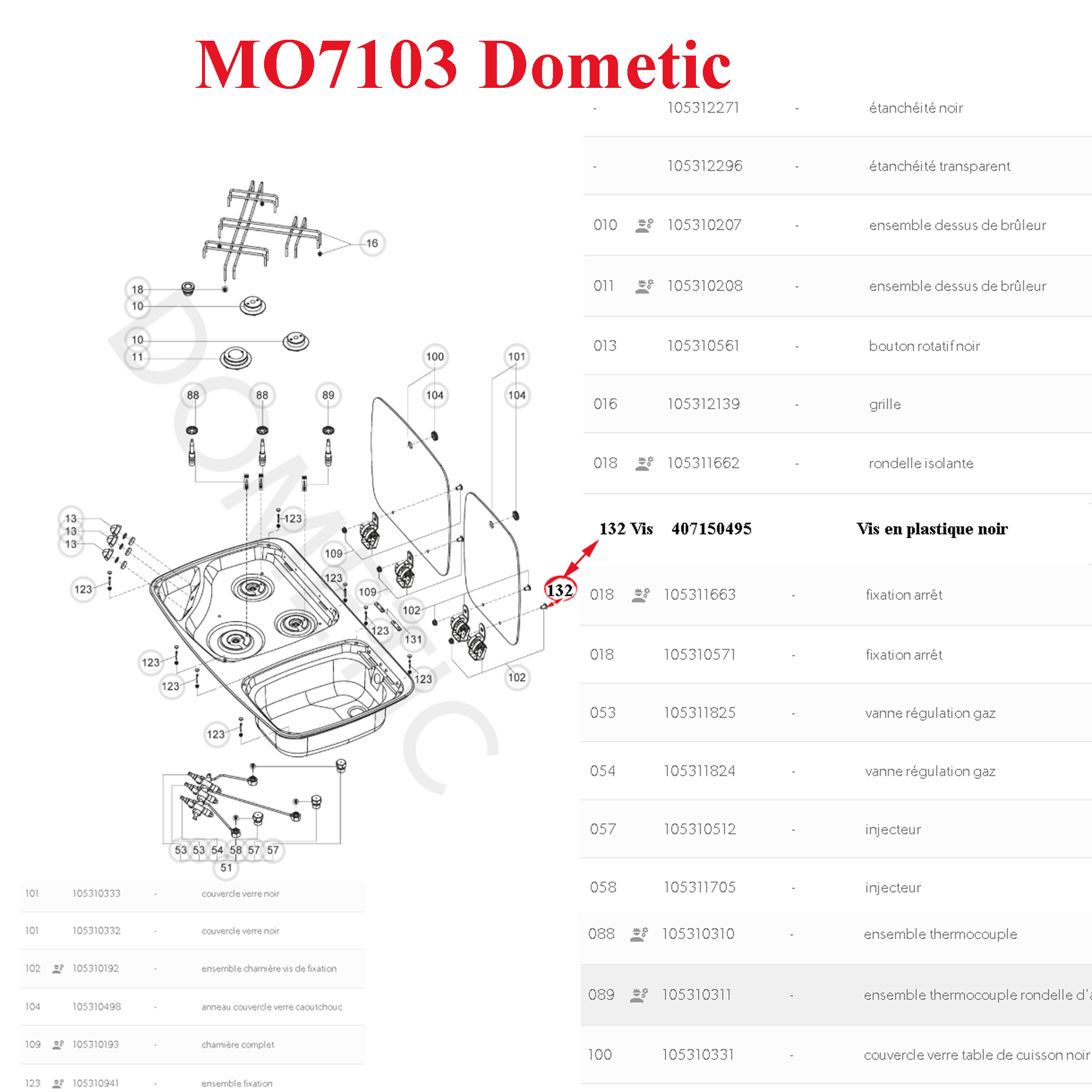 Dometic, vis de fixation de la plaque verre sur la charnière pour gazinière et évier: CE09, HSG2370, KSK200, MO71, MON.7, PI72, PI82, PI90, PIKSK200, SNG420, VA71, VA83 – Image 3