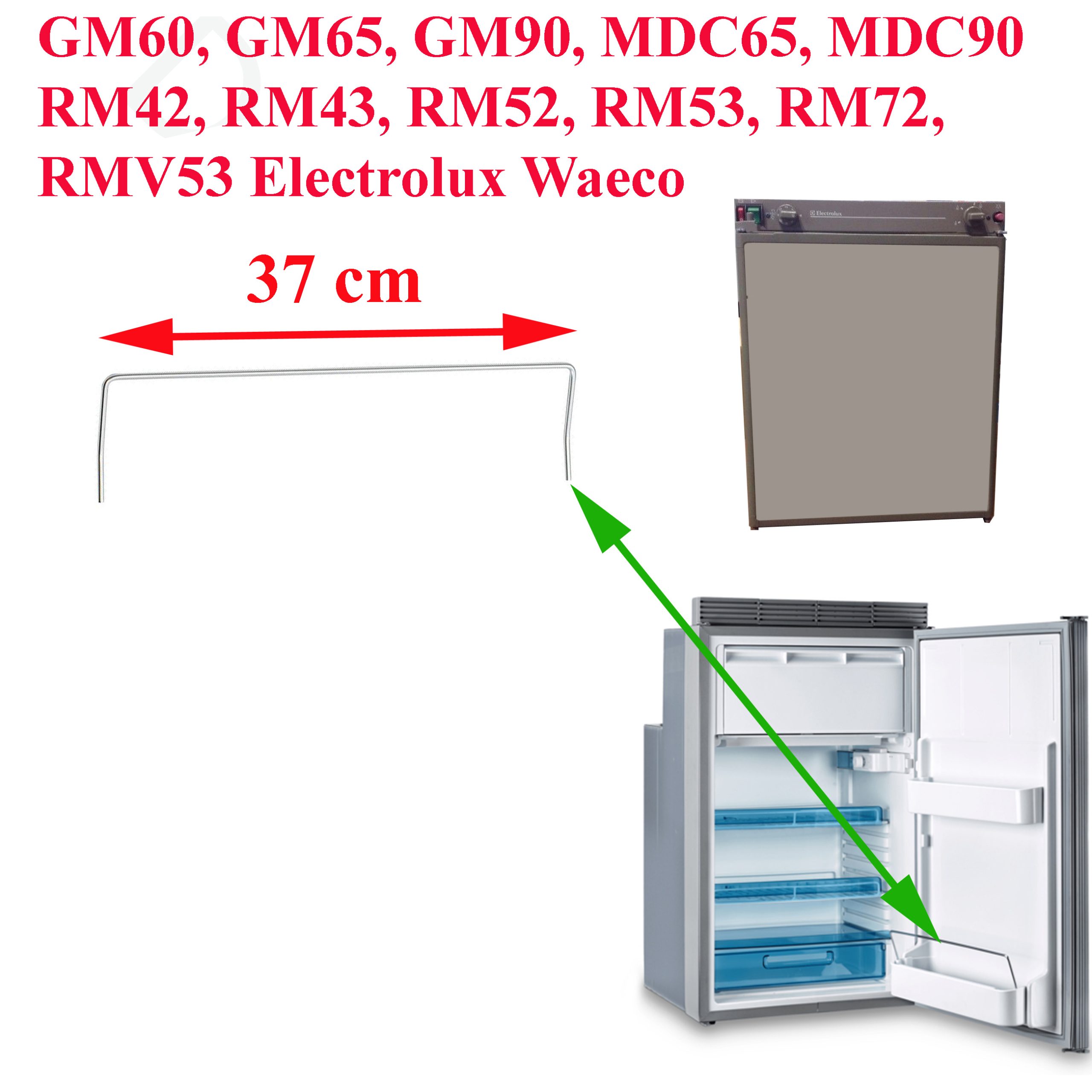 Electrolux , Waeco, anti-chute des bouteilles du balconnet refrigerateurs: GM60, GM90, MDC65, MDC90 RM42, RM43, RM52, RM53, RM72, RMV53