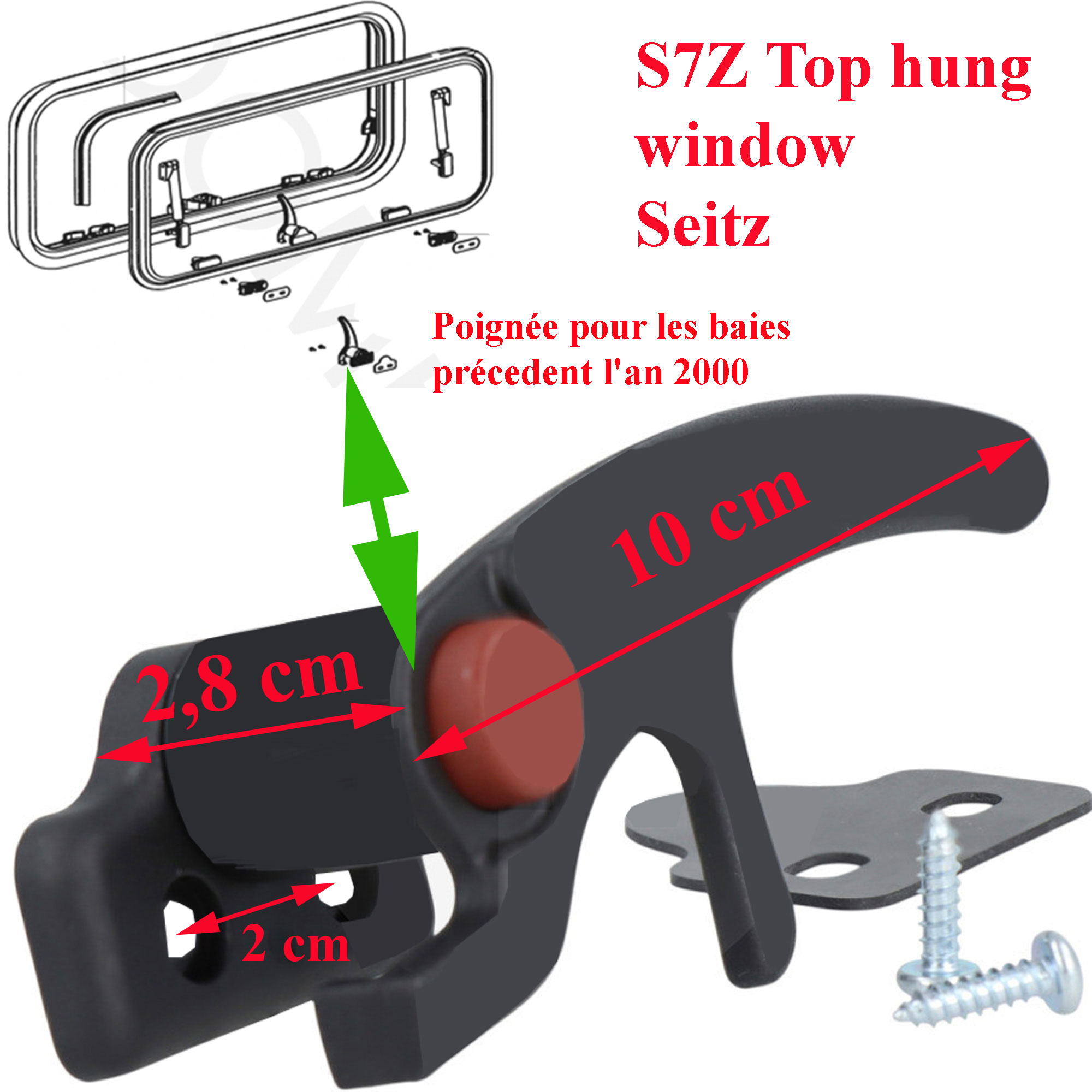 Seitz, poignée de fenêtre produit jusqu'en 2000 ou baie pour S7Z Top hung window