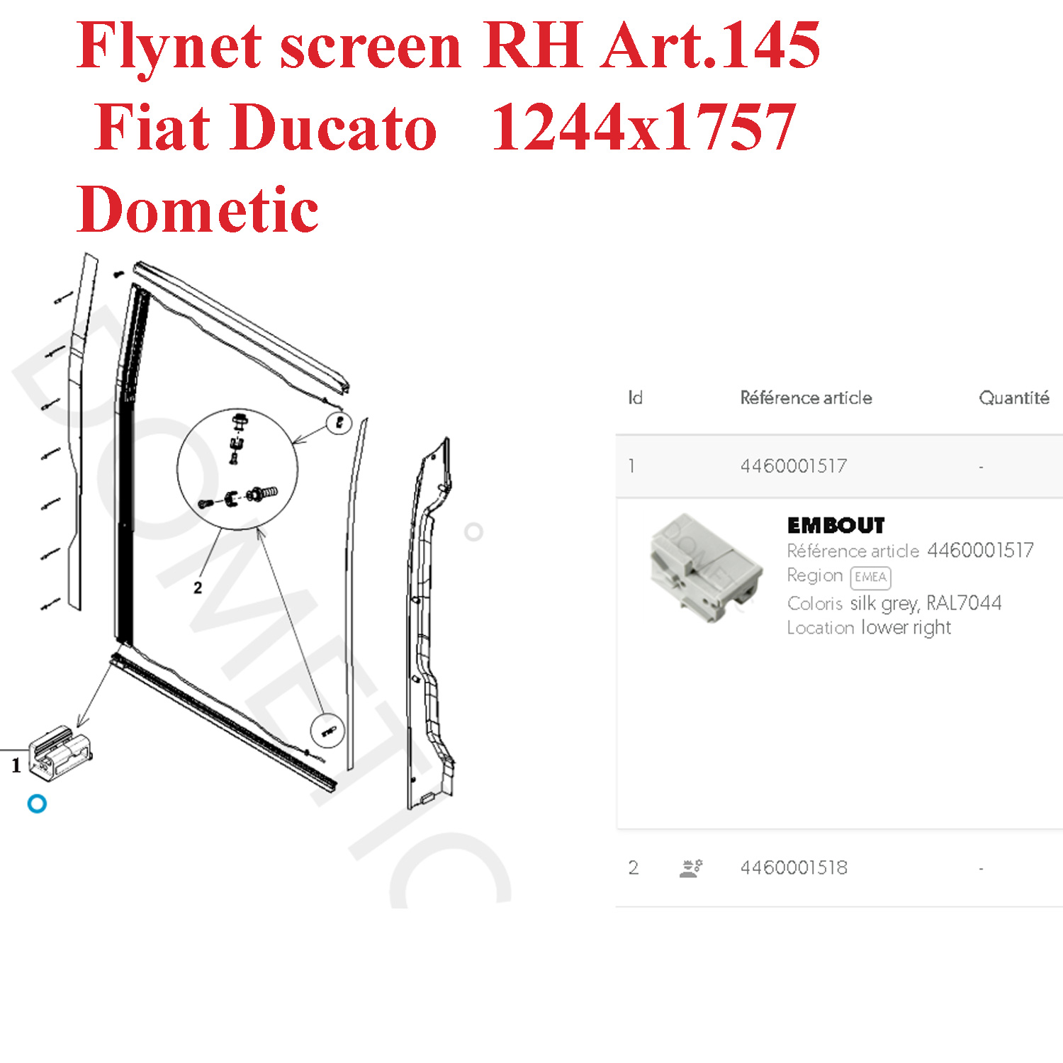 Dometic, clips emplacement en bas à droite pour la porte et moustiquaire Fliegenschutztur Flynet Flytec FT100r FlytecFT200 – Image 2