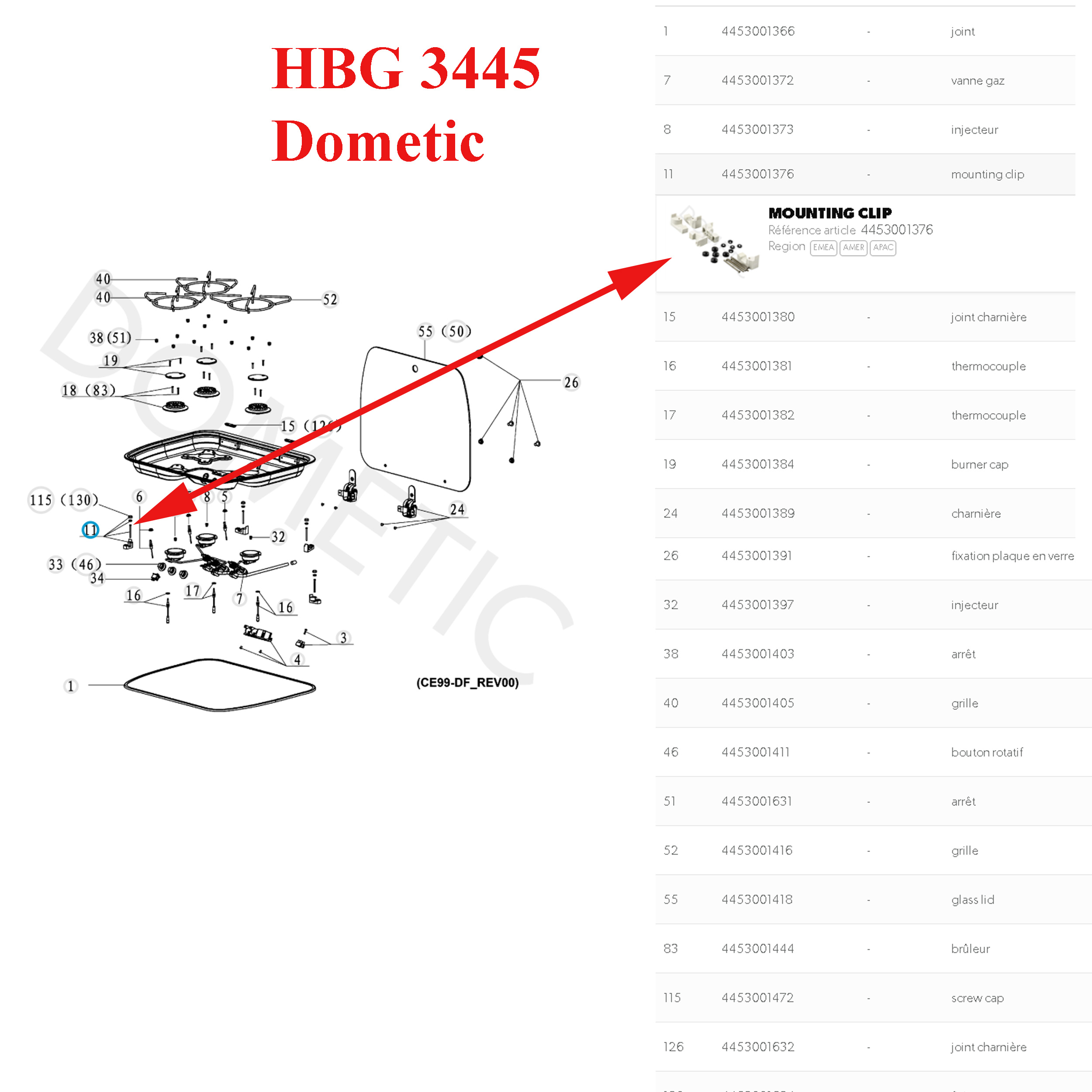 Dometic, systeme de fixation gaziniere Camping-car pour les modèles: CE99 B410, CE99-ZF, CVH1350, CVH1525, VH1700G, HBG 2335, HBG 3445, KSK2007, SNG 4133 – Image 2