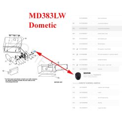 Alternative view of Dometic, bouchon porte du coffre fort pour les versions MD3XX, MDL, MDM281, DMD392, M280, M360, MD28X, MD3XX, MD4XX, MDB360, MDLX,  MDT4XX