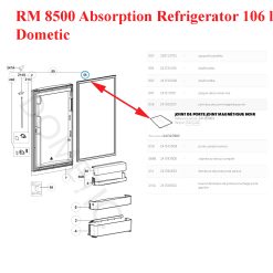 Alternative view of Dometic, joint magnétique noir de porte pour les modèles: RM85, RMF73, RMS85