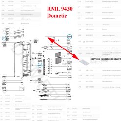 Dometic, cache de la porte freezer des réfrigérateurs: RML 9430, RML 9431, RML 9435, RML9430, RML9435, RMLT 9435, RMLT9435