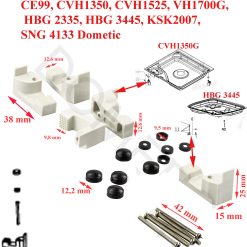 Dometic, systeme de fixation gaziniere Camping-car pour les modèles: CE99 B410, CE99-ZF, CVH1350, CVH1525, VH1700G, HBG 2335, HBG 3445, KSK2007, SNG 4133