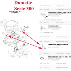 Alternative view of Dometic, adaptateur et rupteur des toilettes des séries 301 et 302 - Disponible Avril 2026