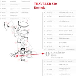 Alternative view of Dometic pedale des toilettes camping-car: 510+, HTRAVELER 2010, HVACUFLUSH 1047, SO808, SO847, SO848, ST910, TRAVELER 510, VACUFLUSH