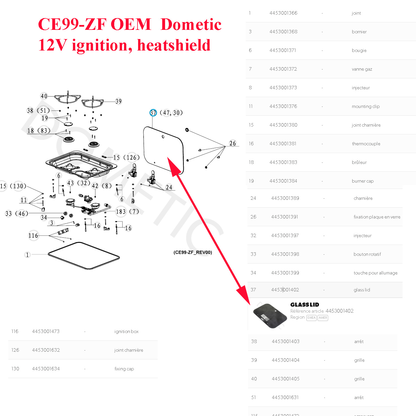 Dometic, plaque en verre noir pour gazinière CE99-ZF – Image 2