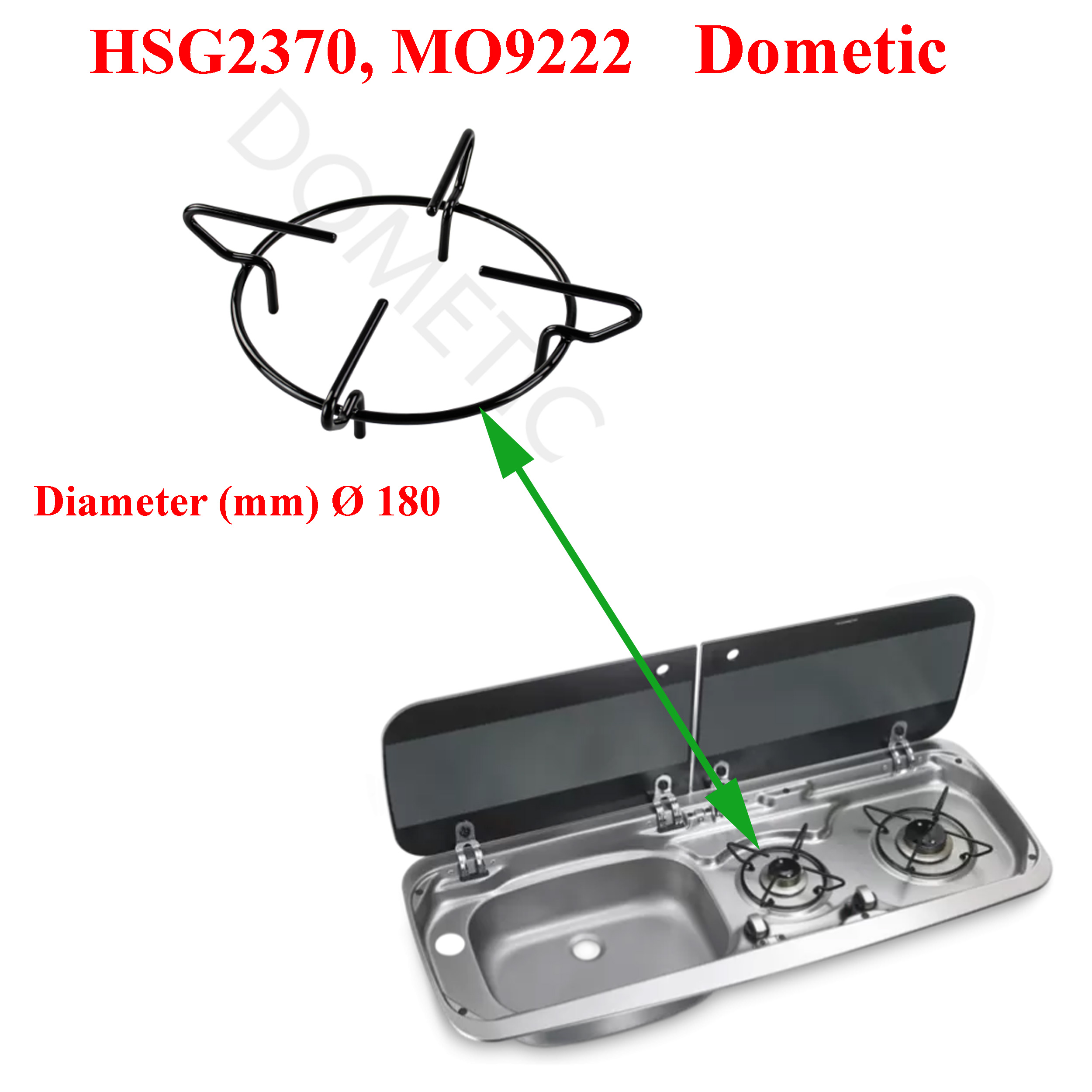 Dometic, Grille Ø 18 cm au dessus du bruleur pour les modèles HSG2370, MO9222