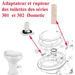 Dometic, adaptateur et rupteur des toilettes des séries 301 et 302 - Disponible Avril 2026