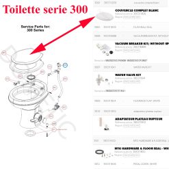 Alternative view of Dometic, abattants, couvercle des toilettes des séries 301 et 302