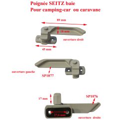 Seitz, 3 poignées des baies ou des fenêtres K6, K6P, P6, P6.4, P6.5, S5, S6, S6.5 - DISPONIBLE