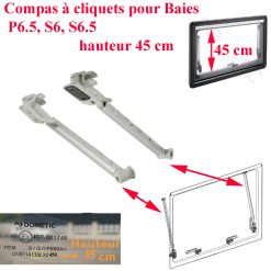 Seitz, paire de vérin avec poignées et à cliquets ou compas pour les baies de hauteur 450 mm pour les baies : P6.5 Top hung, P6.5 Ausstellfenster, S6.5 Ausstellfenster, S6.5Tophungwindow, S6 Ausstellfenster