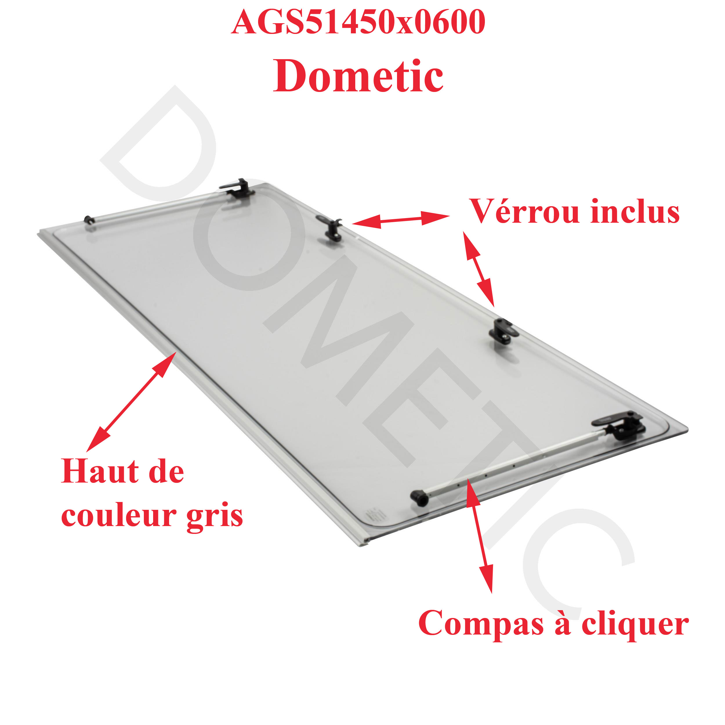 Dometic, vitre plexiglass, ou baie de remplacement de fenêtre de camping-car projetable 1450×600 mm AGS51450x0600