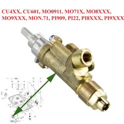 Dometic, SMEV, vanne de régulation gaz ou robinet d’arrêt pour cuisinière CU4XX, CU601, MO0911, MO71X, MO8XXX, MO9XXX, MON.71, PI909, PI22, PI8XXX, PI9XXX