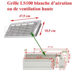Dometic, une grille LS100, AS1620, AS1625 blanche d’aération ou de ventilation haute pour les réfrigérateurs camping-car caravane
