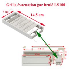 Dometic, grille évacuation des gaz brulés  pour les grilles de ventilations: AS1620, AS1625, A1609, A1620, A1625, L100, LS100