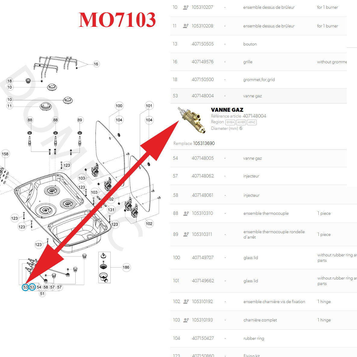 Dometic, SMEV, vanne de régulation gaz ou robinet d’arrêt pour cuisinière CU4XX, CU601, MO0911, MO71X, MO8XXX, MO9XXX, MON.71, PI909, PI22, PI8XXX, PI9XXX – Image 4