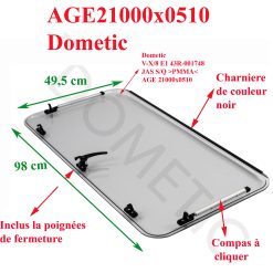 Dometic, vitre plexiglass, ou baie de remplacement de fenêtre de camping-car S7 projetable 1000×0510 mm – AGE21000x0510