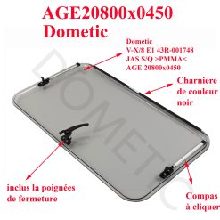 Dometic, vitre plexiglass, ou baie de remplacement de fenêtre de camping-car S7 projetable 800×0450 mm - AGE20800x0450