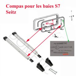 Paire de compas, ou vérins sans poignée pour les baies S7Z de SEITZ Dometic ayant une hauteur de 45 cm