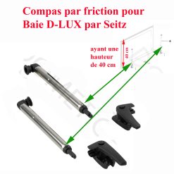 Paire de compas par friction, ou vérins avec poignée pour les baies D-Lux ayant une hauteur de 40 cm par Dometic, Seitz