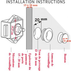 Alternative view of Une serrure à bouton poussoir MPK Push Lock, pour la fermeture de placards, tiroirs et meubles dans les camping-cars, vans, fourgons aménagés et bateaux.