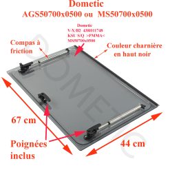 Dometic, vitre plexiglass, ou baie de remplacement de fenêtre de camping-car S5 projetable 500×700 mm compas à friction AGS50700x0500 ou MS50700x0500