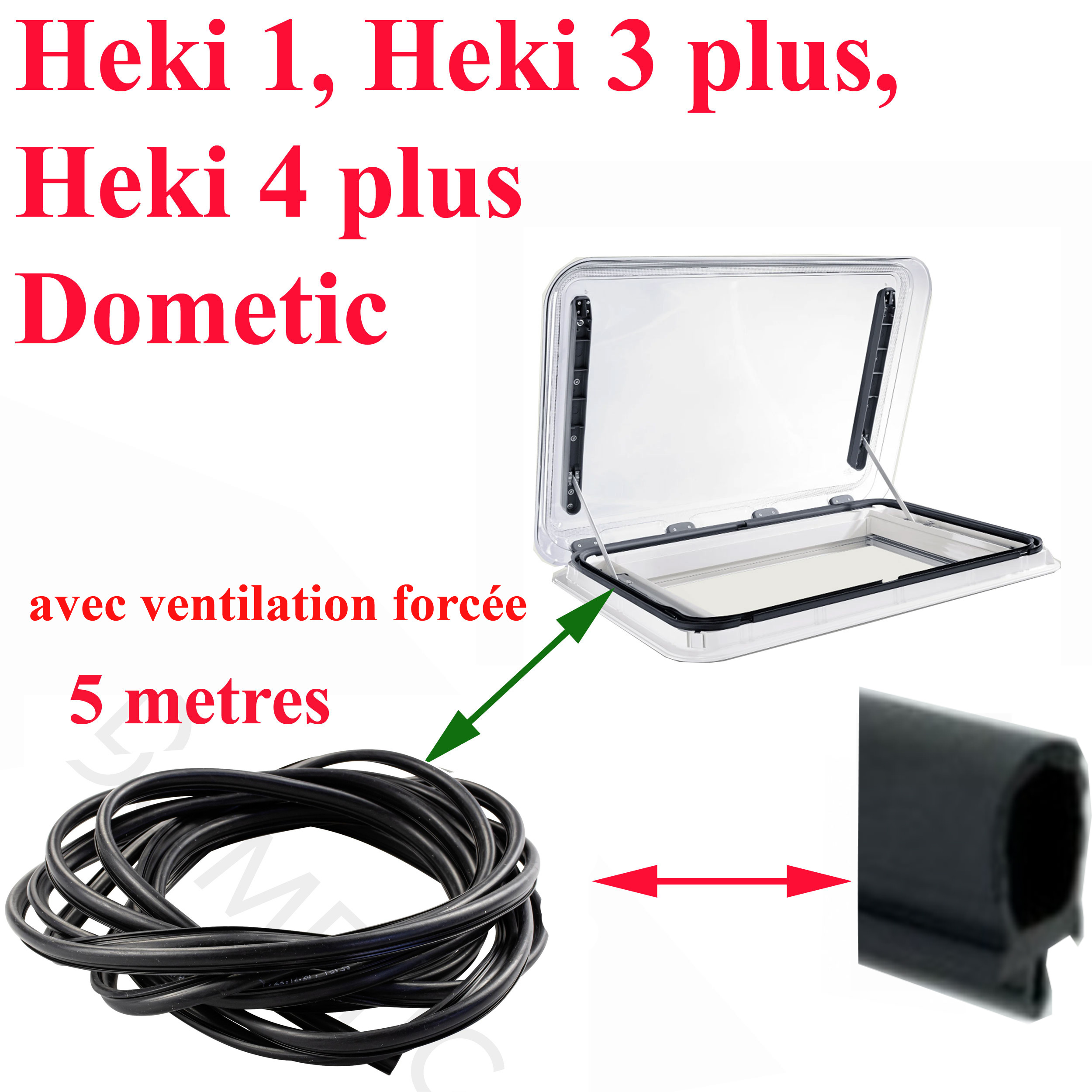 Dometic, Joint avec ventilation forcée entre le cadre supérieur et le plexiglass pour les lanterneaux Heki1, Heki3plus, Heki4plus