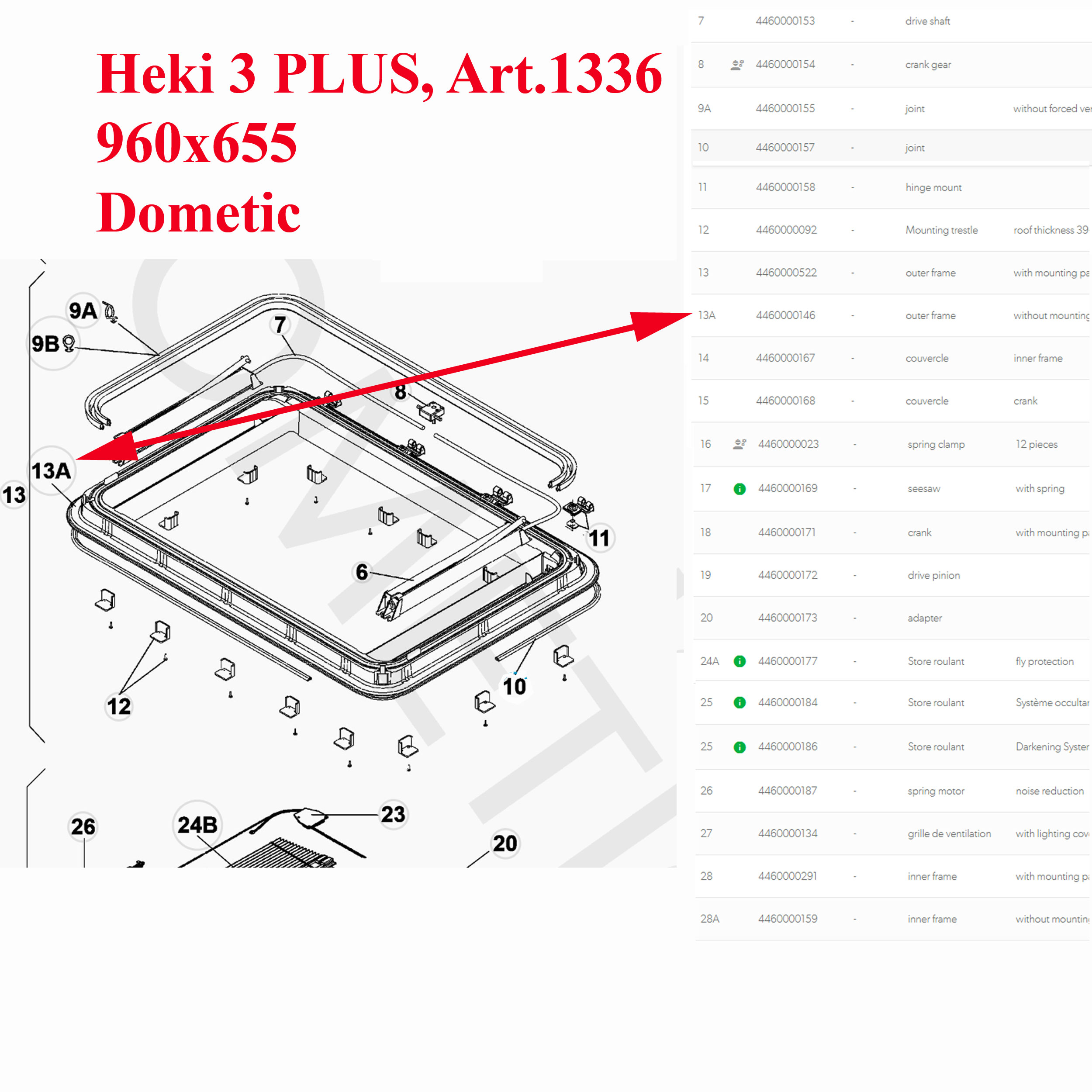 Dometic, cadre supérieur du lanterneau Heki 3 plus – Image 3