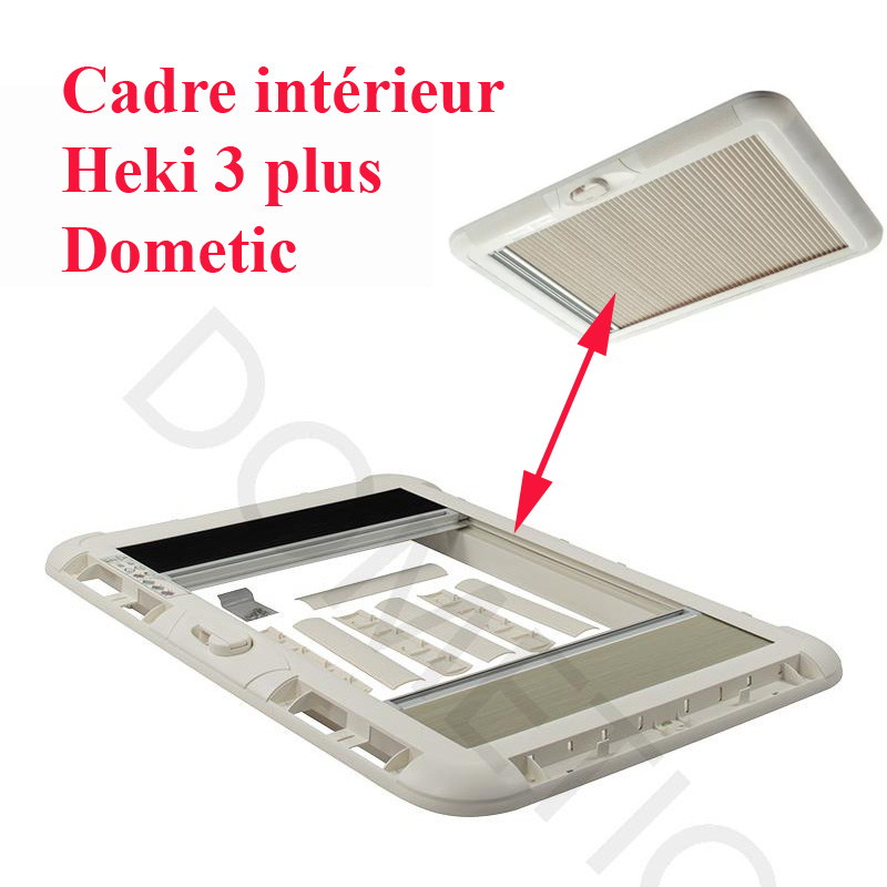 Dometic, cadre intérieur complet Heki 3 en blanc crème RAL 9001, livré avec store occultant et moustiquaire plissée