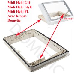 Dometic, lanterneau cadre extérieur complet Midi Heki FL, Midi Heki GD, Midi Heki Style GD, Midi-Heki Style