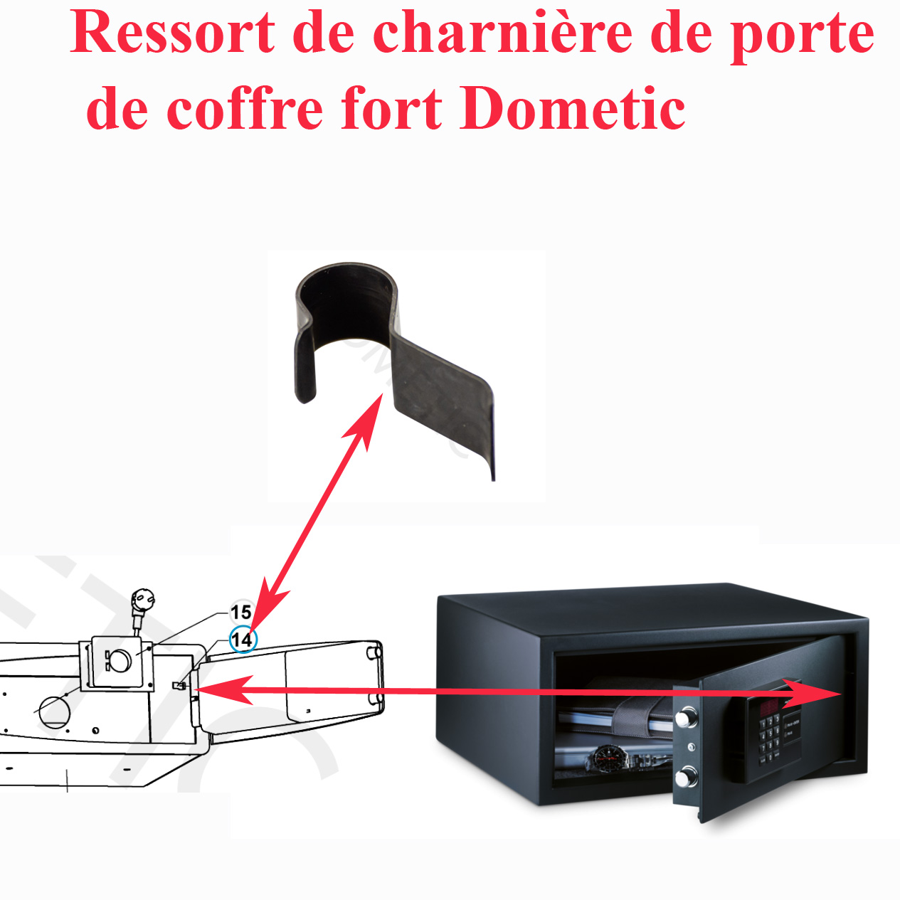 Dometic, ressort de charnière de porte de coffre fort d'hotel : MD280, MD281, MD282, MD283, MD301, MD353, MD360, MD361, MD362, MD363, MD380, MD381, MD383, MD405, MD406, MD407, MD408, MD432, MD490, MD491, MD492, MD493
